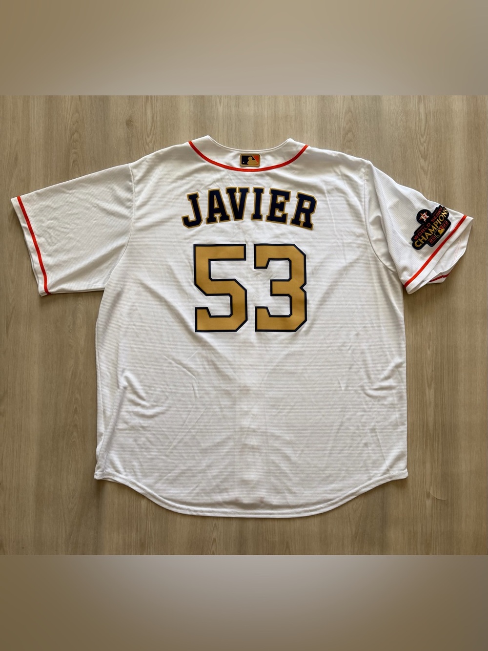 Houston Astros Cristian Javier Gold World Series Champions Jersey Sz 2XL